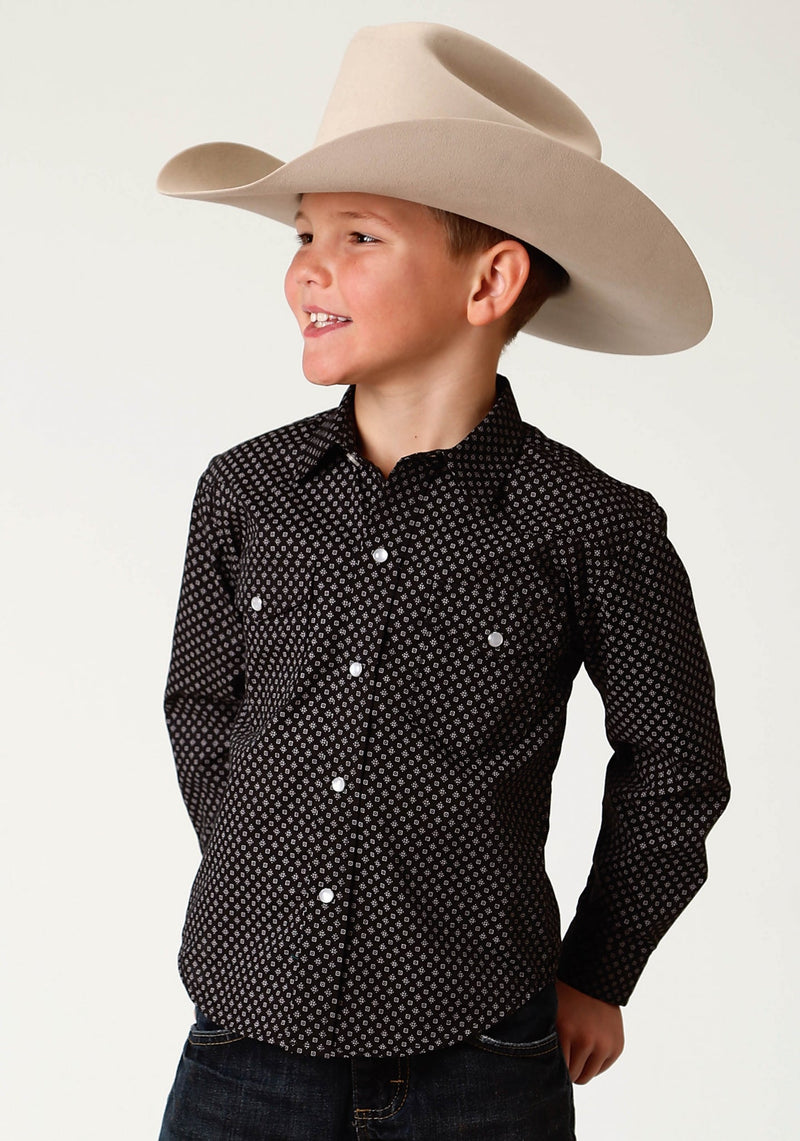 Roper Boys Foulard Shirt XS Black/White Print