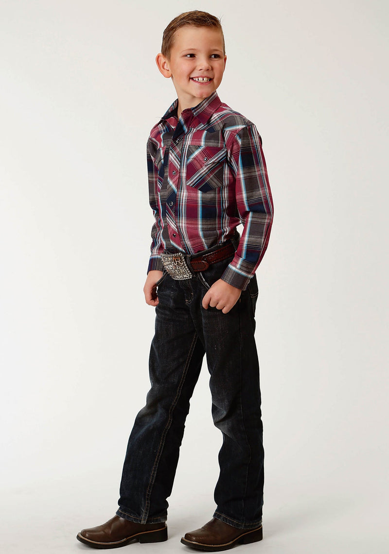 Roper Boys Performance Shirt SM Red Plaid