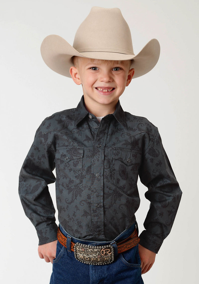 Roper Boys Performance Western Shirt XL Blk