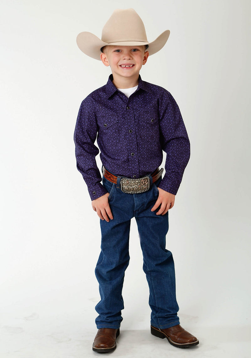 Roper Boys Amarillo Snap Shirt SM Purple Viking