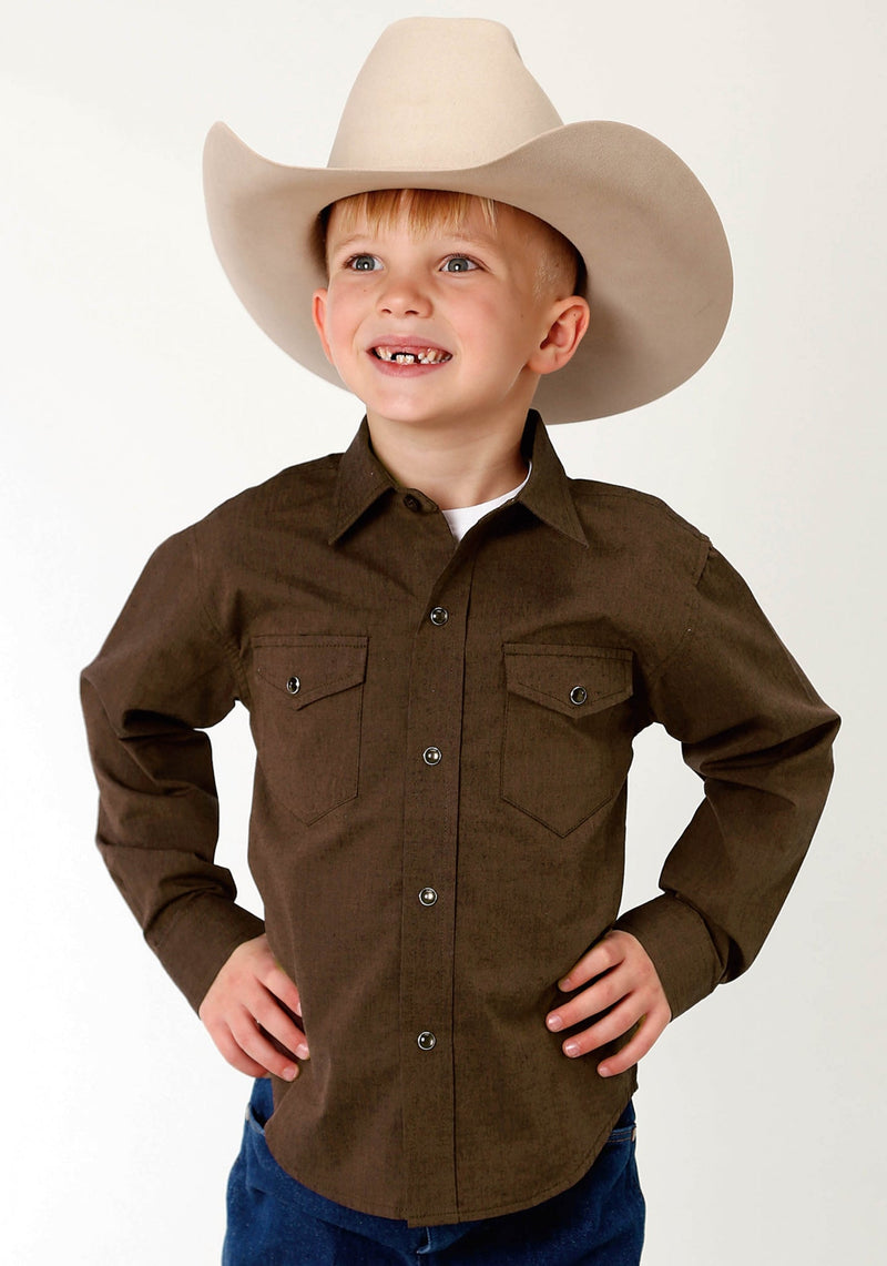 Roper Boys Amarillo Plum Creek Shirt SM Chocolate
