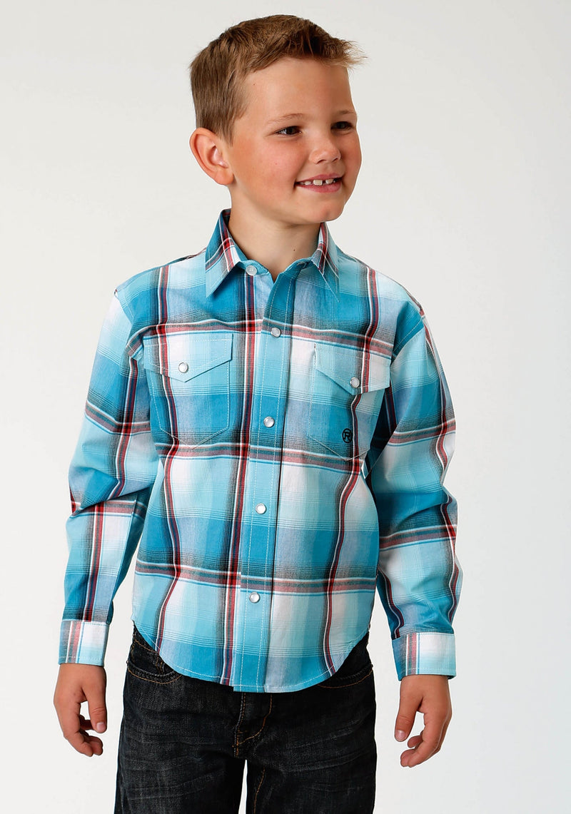 Roper Boys Red Mesa Shirt XL Aqua Ombre