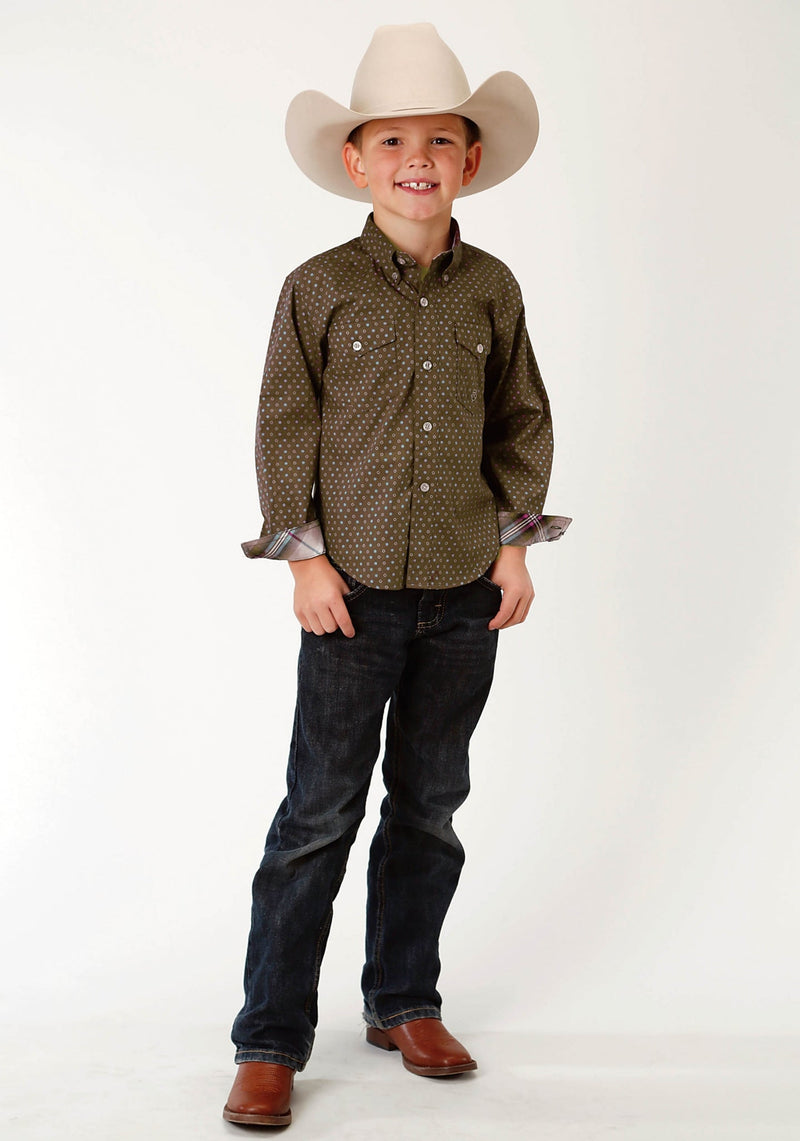 Roper Boys Plum Creek Western Shirt - Brown