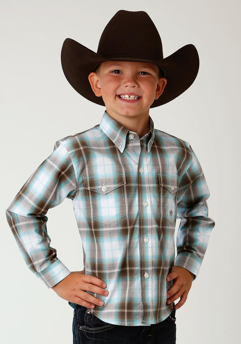 Roper Boys Sage Trail Shirt LG Green Plaid