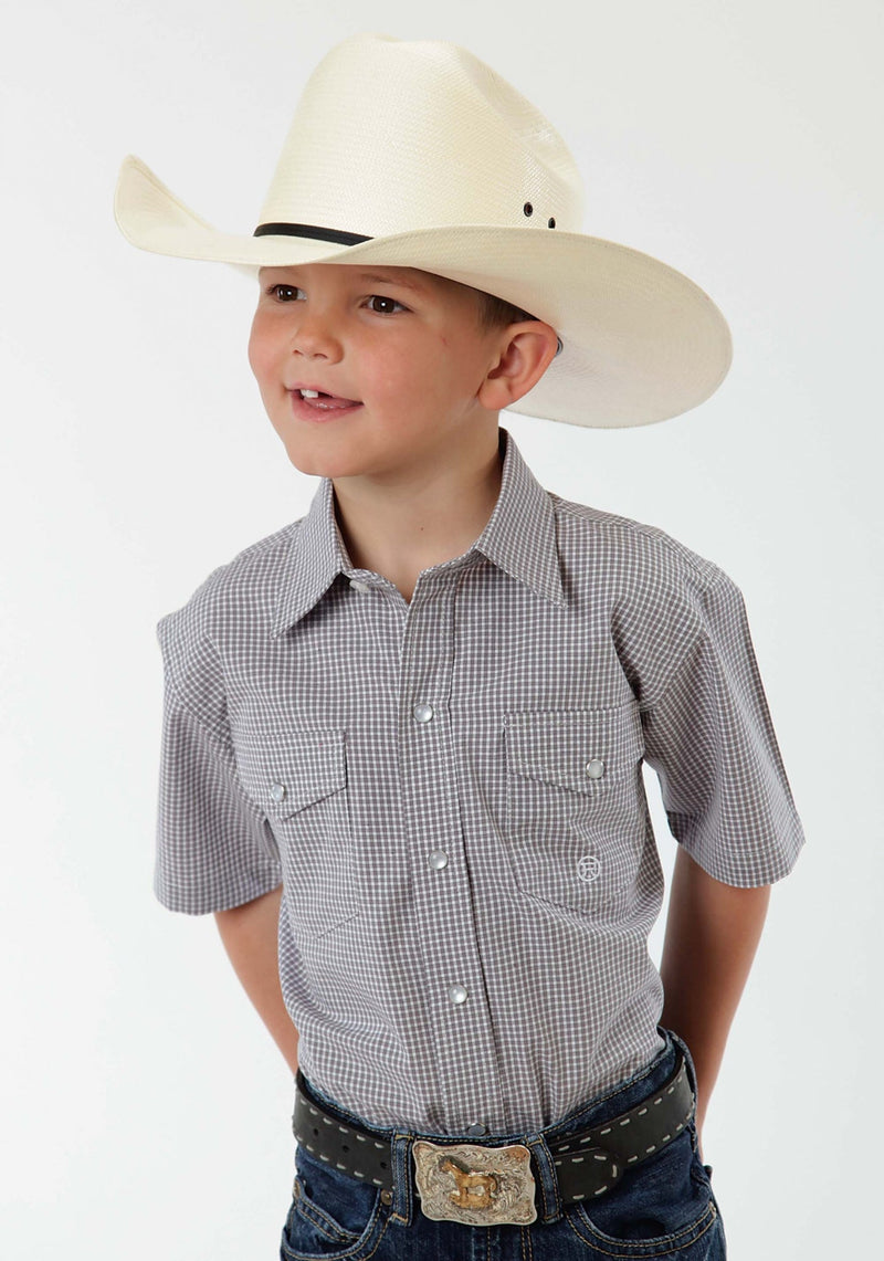 Roper Boys Short Sleeve Western Shirt - Grey