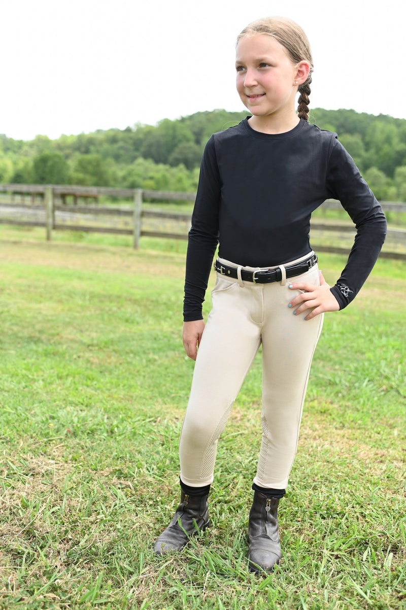 KAKI Long Sleeve Crew Neck Exercise Shirt 10 Black