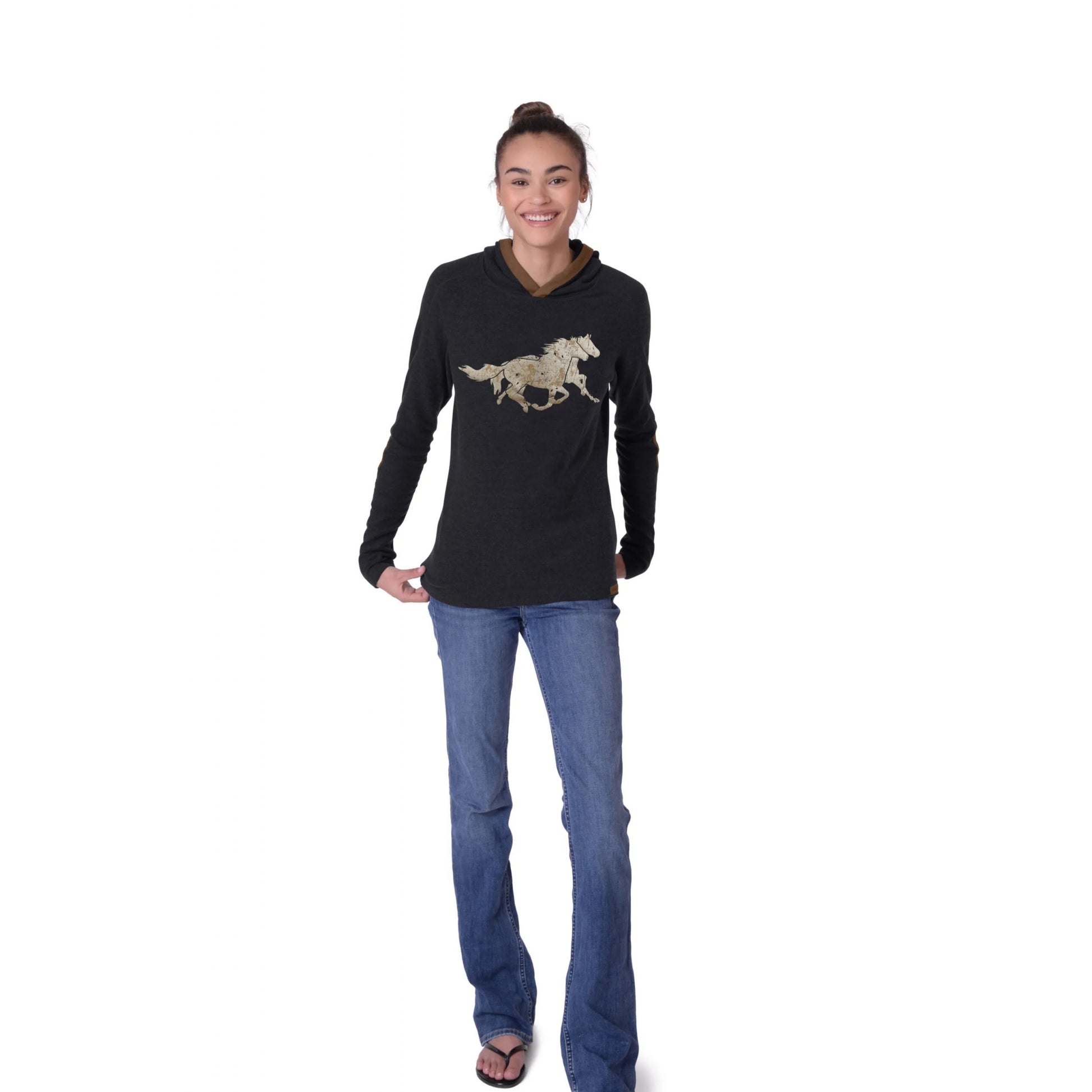 Chestnut Bay Rider Lounge Hoodie Running Horses