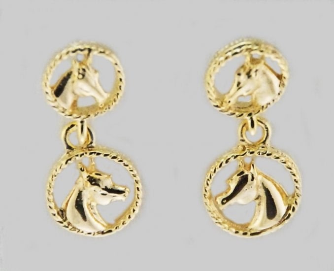 Finishing Touch Finishing Touch Horseheads In Circles Pierced Ear - Gold