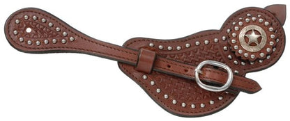 RK Ladies Lined Cowhide Spur Straps Basket Dot
