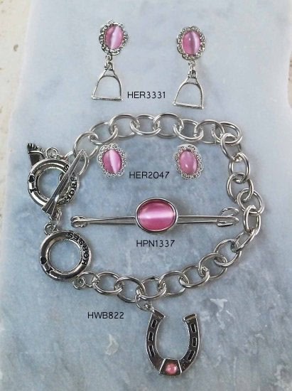 Finishing Touch Fancy Oval Stock Pin - Pink Cat's Eye