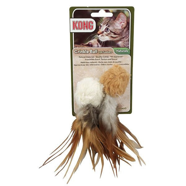 Kong Naturals Crinkle Ball with Feathers Cat Toy