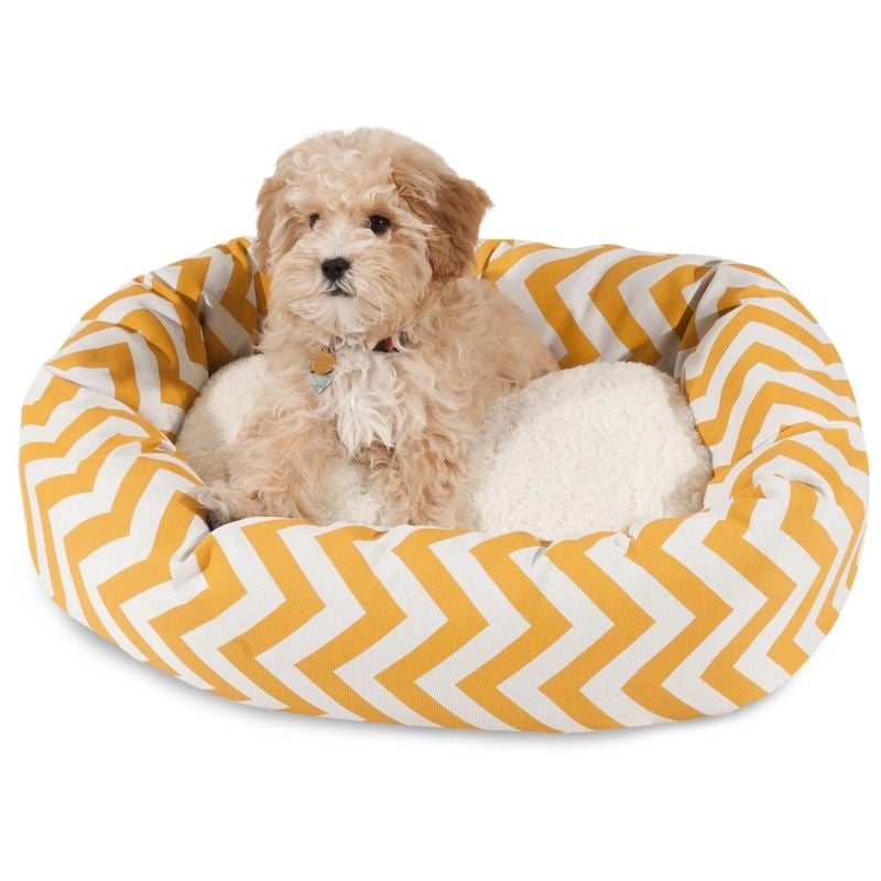 Majestic Pet Yellow Chevron Sherpa Bagel Bed