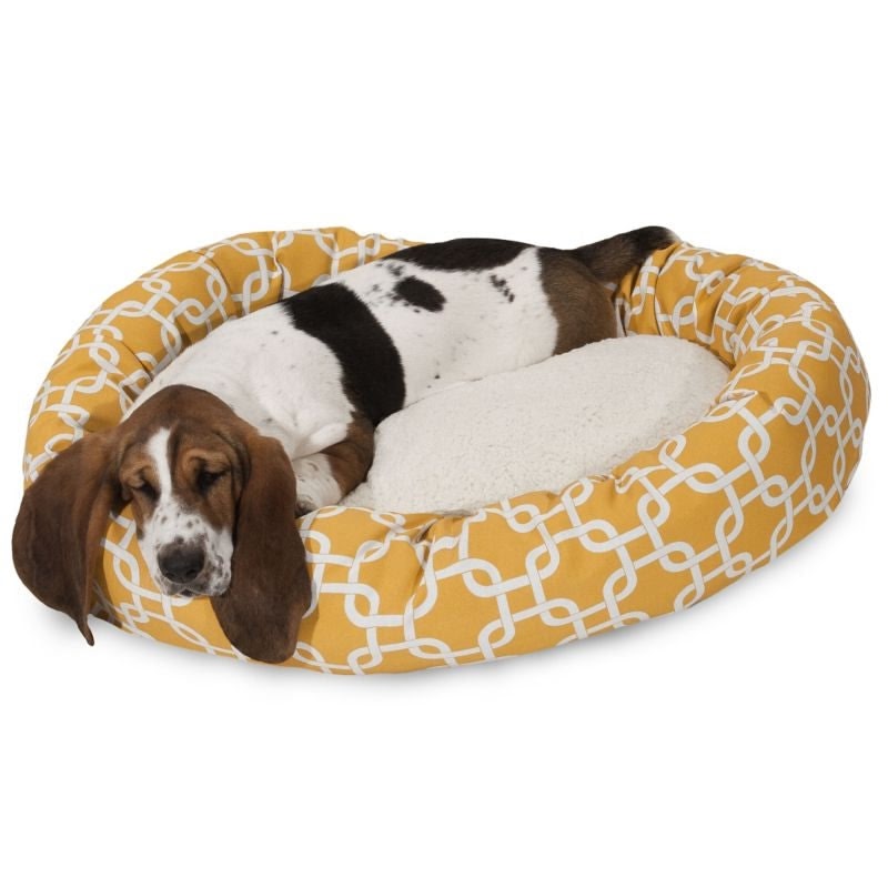 Majestic Pet Yellow Links Sherpa Bagel Bed
