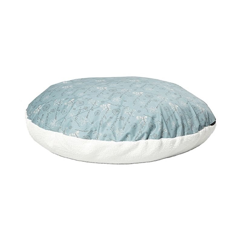 Quiet Time Script Blue Round Pillow Dog Bed