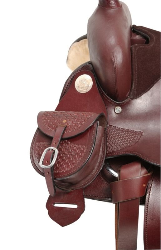 Tough1 Leather Small Concho Saddlebag