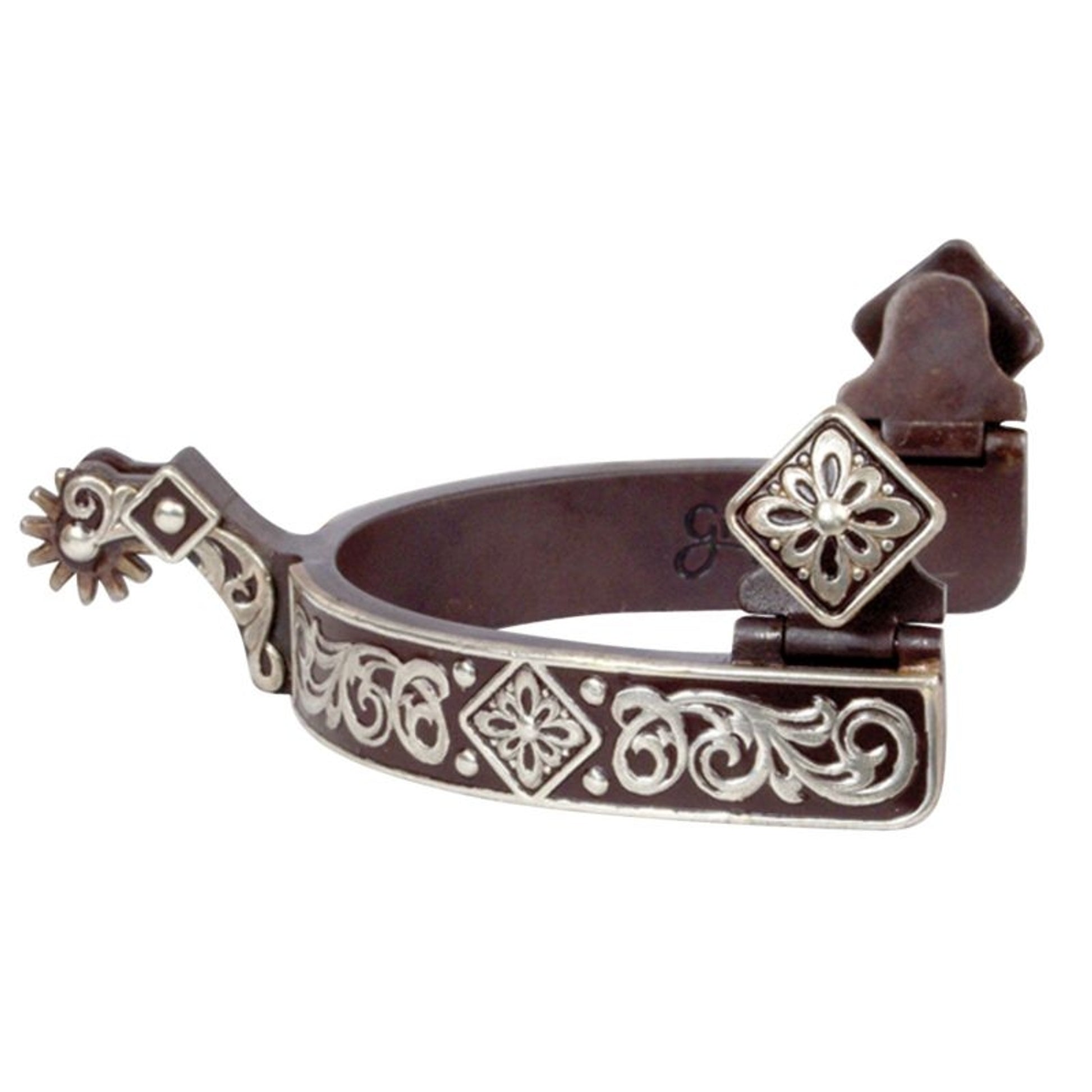 Classic Equine Silver Diamond Scroll 12pt Spurs