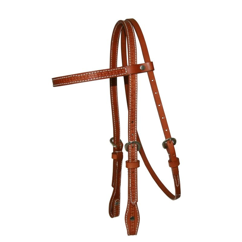 Western Leather Browband Headstall with Chicago End