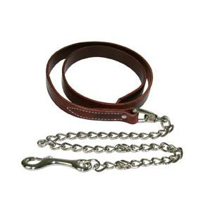 Western Latigo Leather Lead with Chain