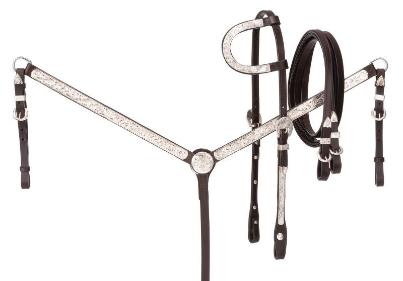 Royal King Single Ear Silver Western Show Set