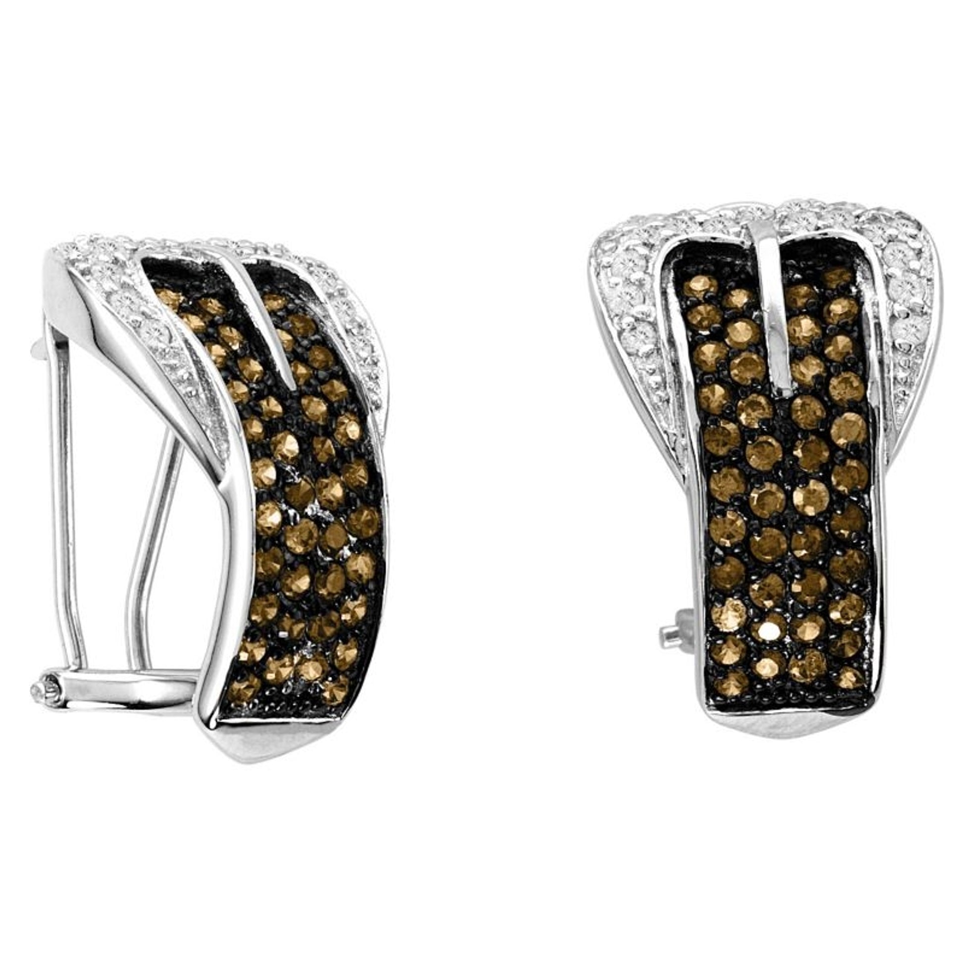Kelly Herd Pave Buckle Earrings Chocolate