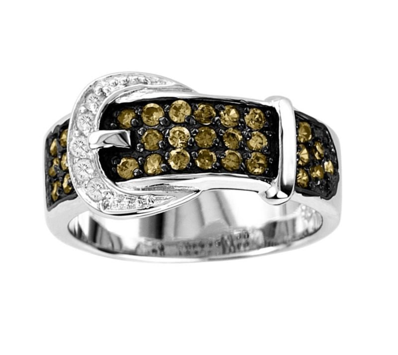 Kelly Herd Ladies Chocolate CZ Buckle Ring