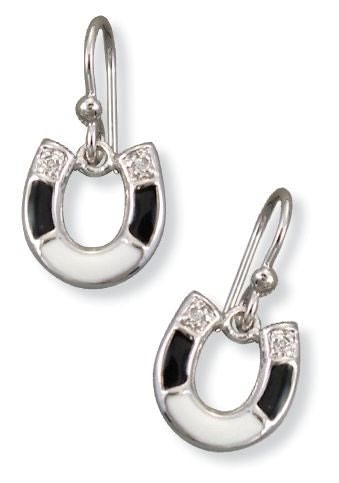 Kelly Herd Onyx Silver Single Horseshoe Earrings