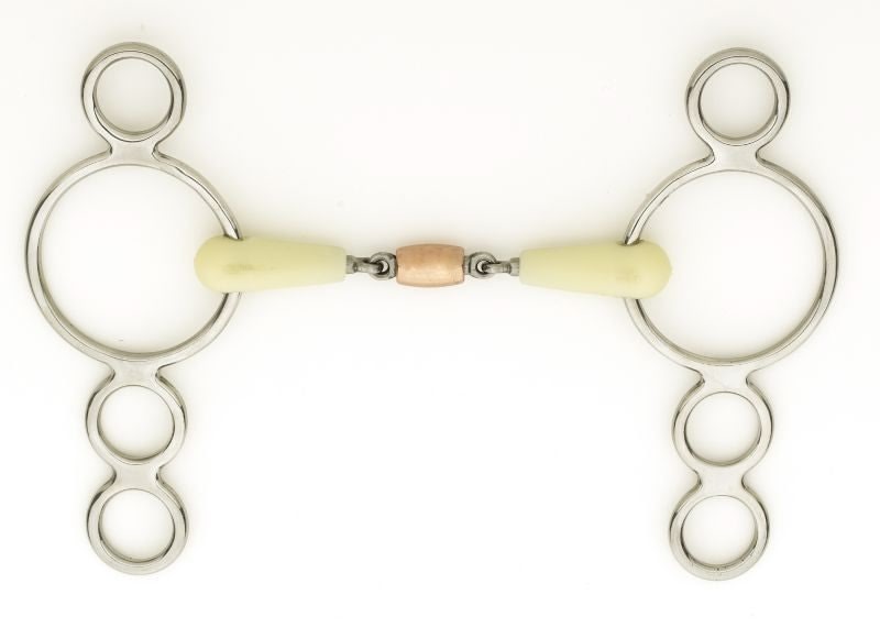 Happy Mouth Copper Roller 3 Ring Gag Bit