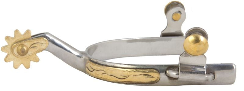 Western SS Brass 10pt Mens Roping Spurs