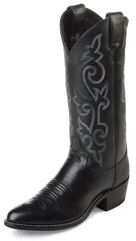 Justin Mens Rnd Toe 13in Black Western Boot