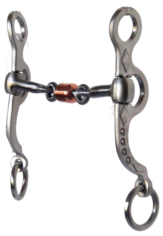 Western Spanish SS Coppr Roller DogBone Snaffl Bit