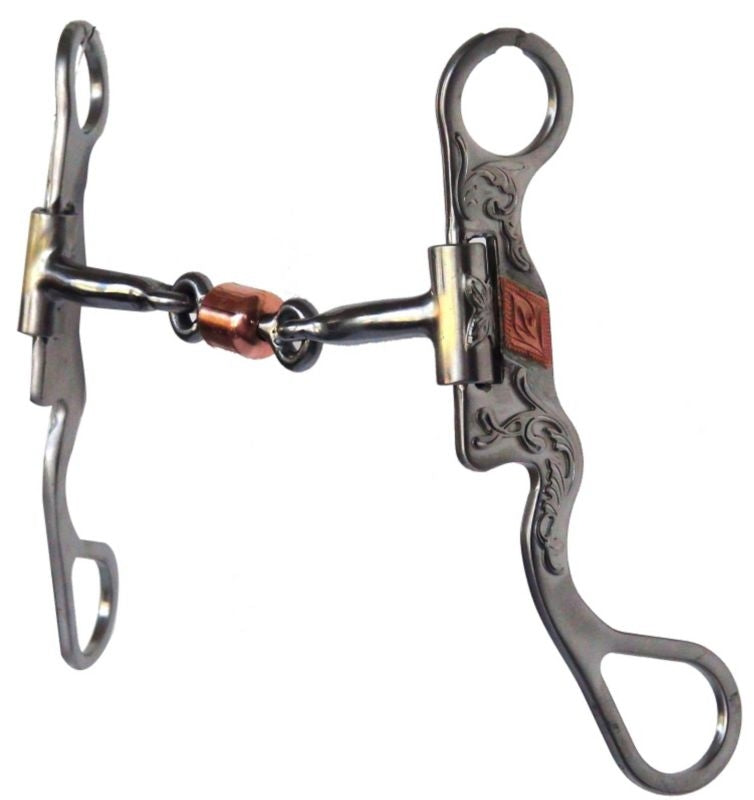 Western SantaFe SS Coppr Roller DogBone Snaffl Bit
