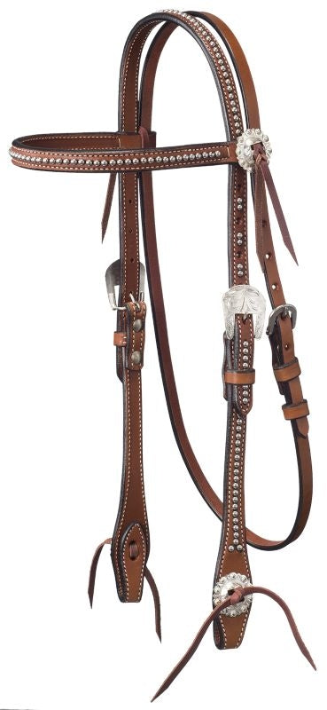 Silver Royal Dot Accent Engrave Browband Headstall