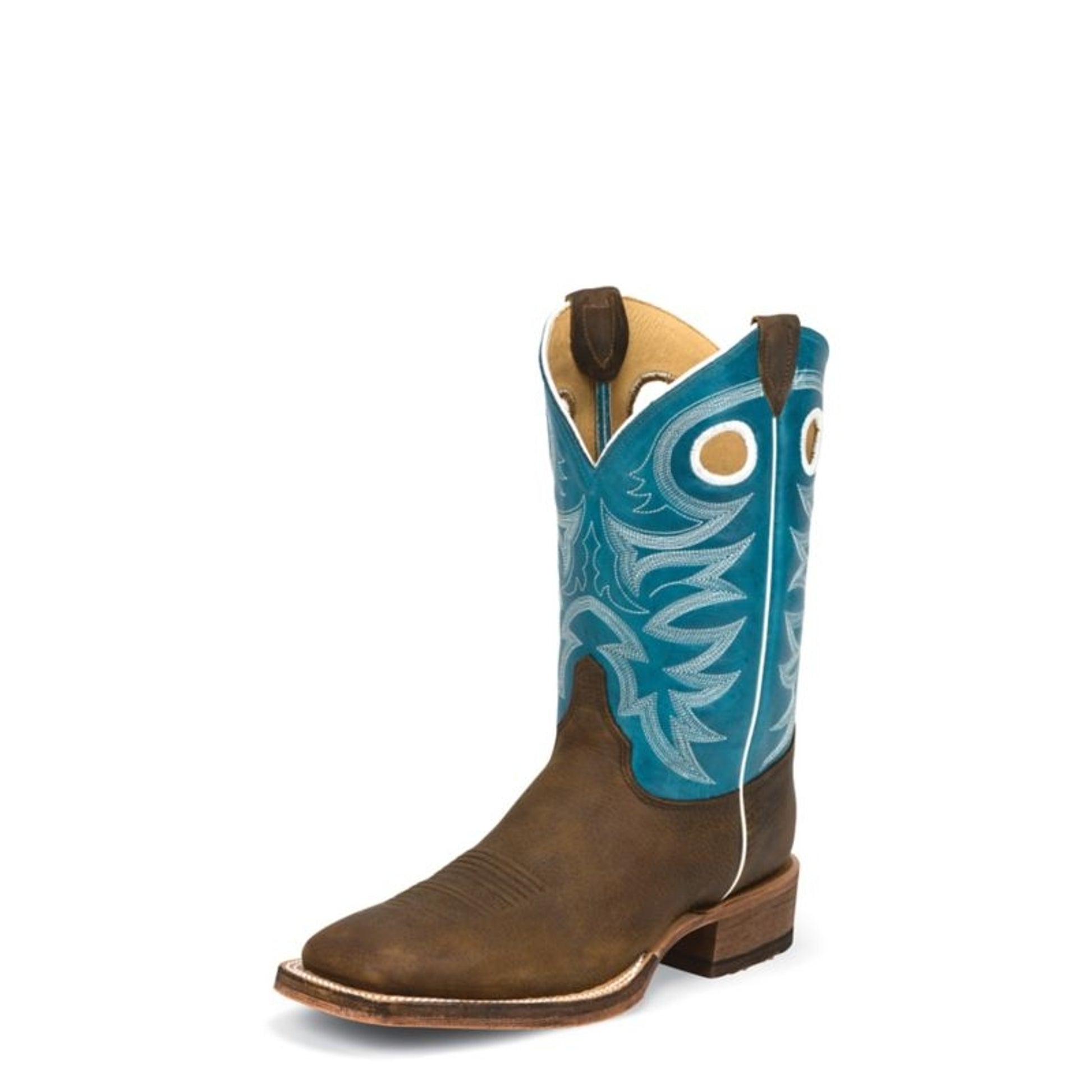 Justin Mens Bent Rail Sq Blue Cowhide Boots– StateLineTack