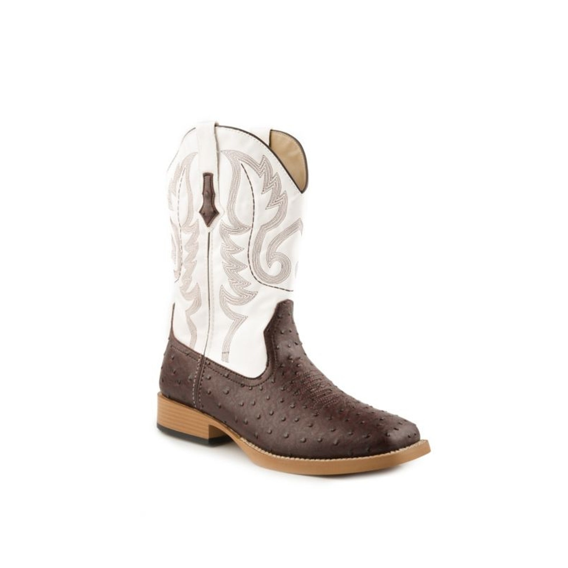 Roper Mens Sq 11in Faux Ostrich White Boots– StateLineTack