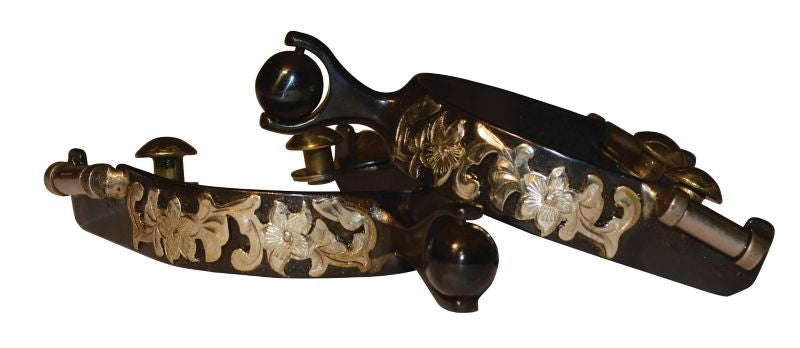 Reinsman Charmayne James Floral Silver Ball Spurs