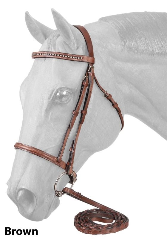 Raised Snaffle English Bridle with Stone Crystals