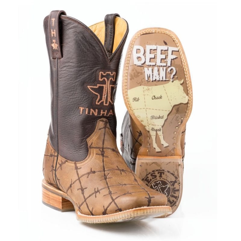 Tin Haul Mens Dont Fence Me In Sq Toe Boots