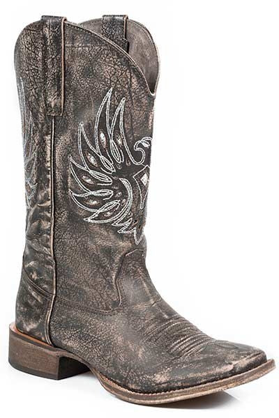 Roper Ladies Eagle Wings Sq Toe Brown Boots