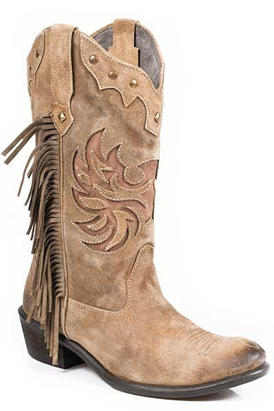 Roper Ladies Fringes Round Toe Tan Boots