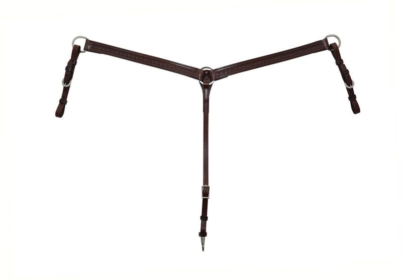 Circle Y Straight 1 1/2in Tooled Breast Collar