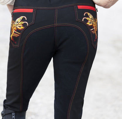 Huntley Ladies Black Knee Patch Riding Pant