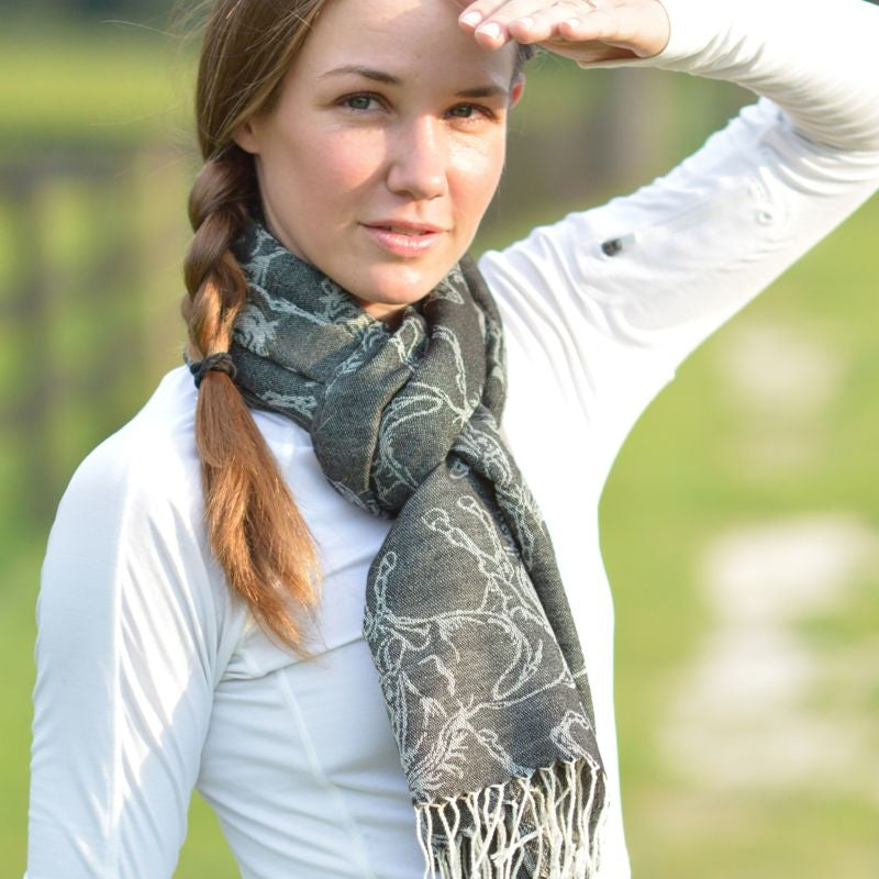 Lila Linear Horse Pashmina Scarf