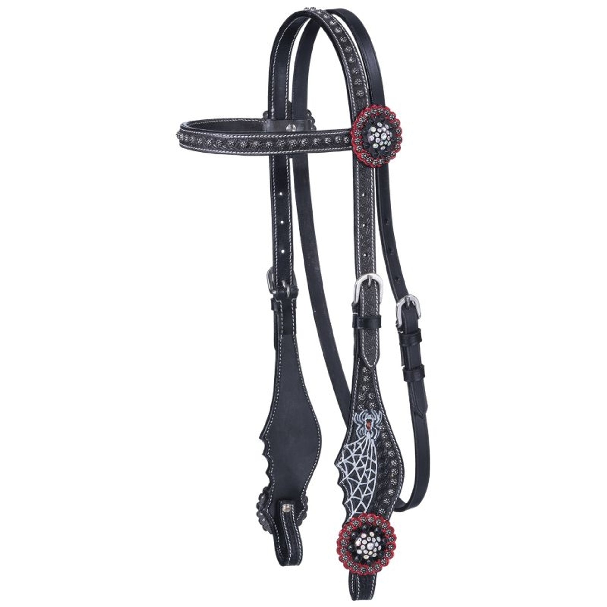 Silver Royal Black Widow Browband Headstall