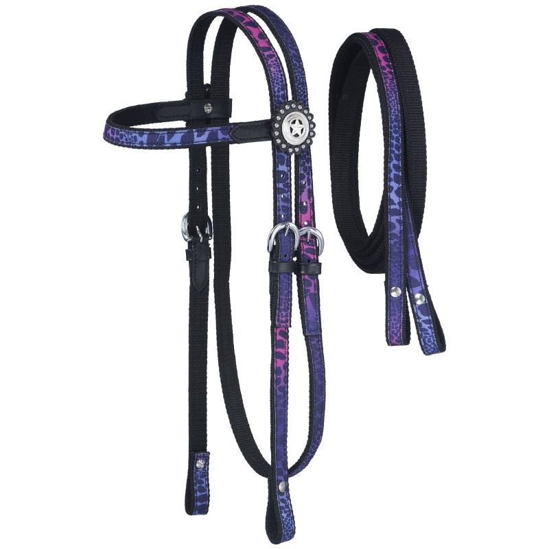 Tough1 Eclipse Fun Print Headstall with Reins