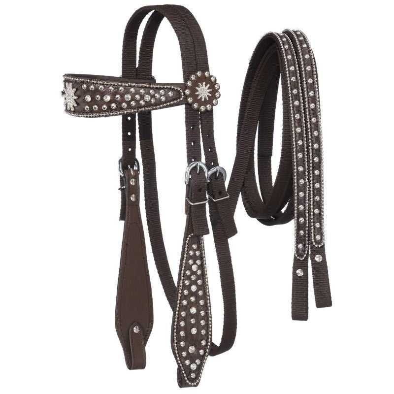 Tough1 Eclipse Starlight Spur Headstall with Reins