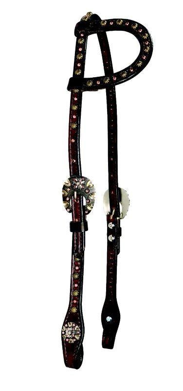 Reinsman Choc Antique Flower/Dots One Ear Headstal