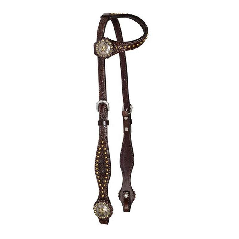 Circle Y Star Concho Floral One Ear Headstall