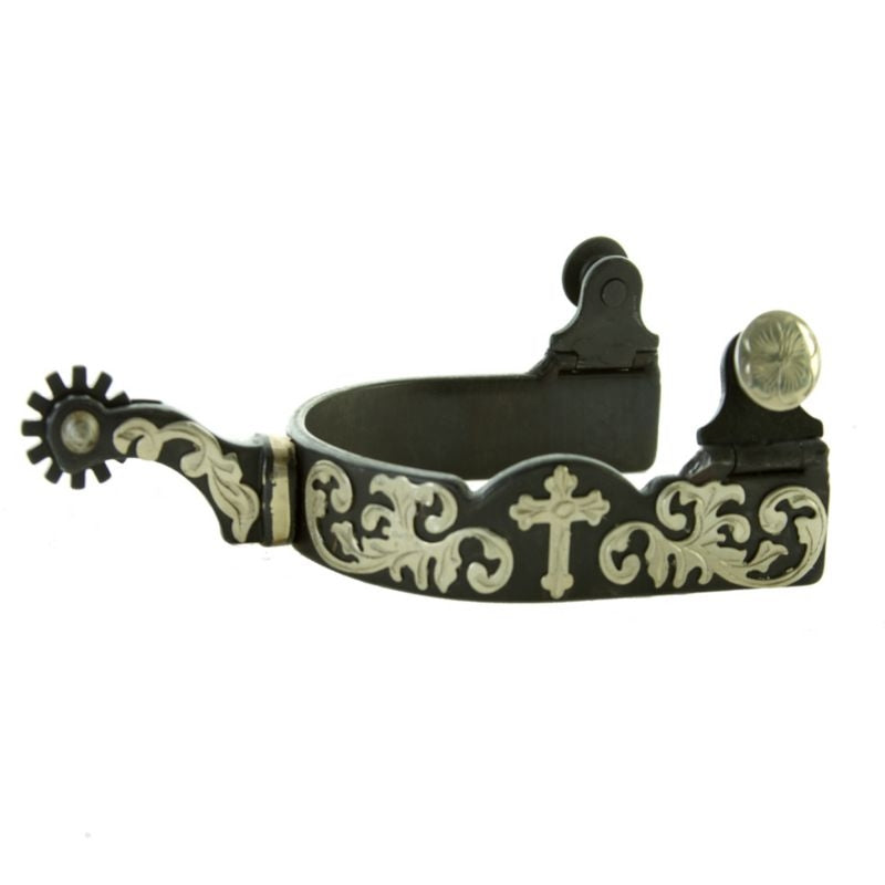Black Steel Floral Cross Spurs