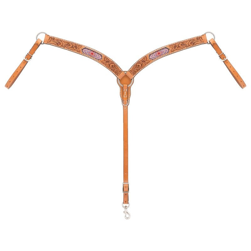 Weaver Turquoise Cross Pink Beaded Breast Collar