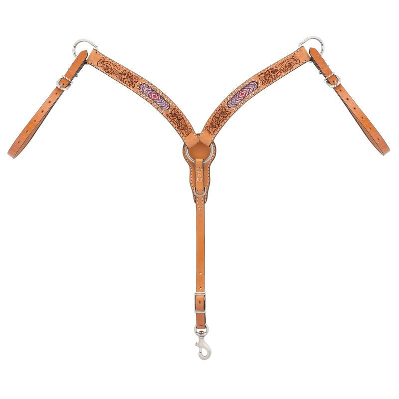 Weaver Turq Cross Pink Bead Flor Pony BreastCollar